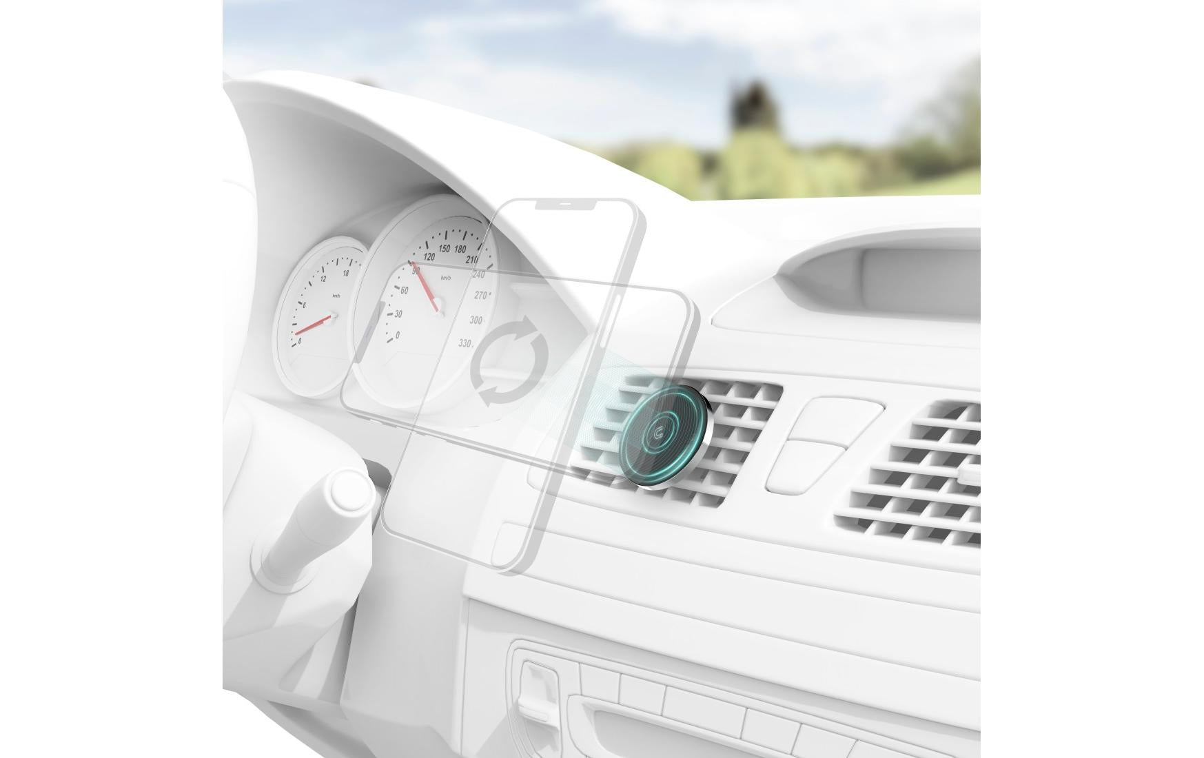 Hama MagLock – Auto-Halterung – Lüftungsschlitz, magnetisch – für iPhone 12–15 – Schwarz/Silber