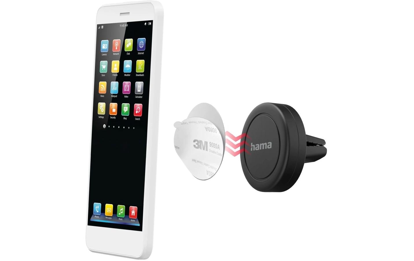 Hama Auto-Halterung (passiv) – magnetisch – Lüftungsschlitz – für Smartphones (Universal) – Schwarz