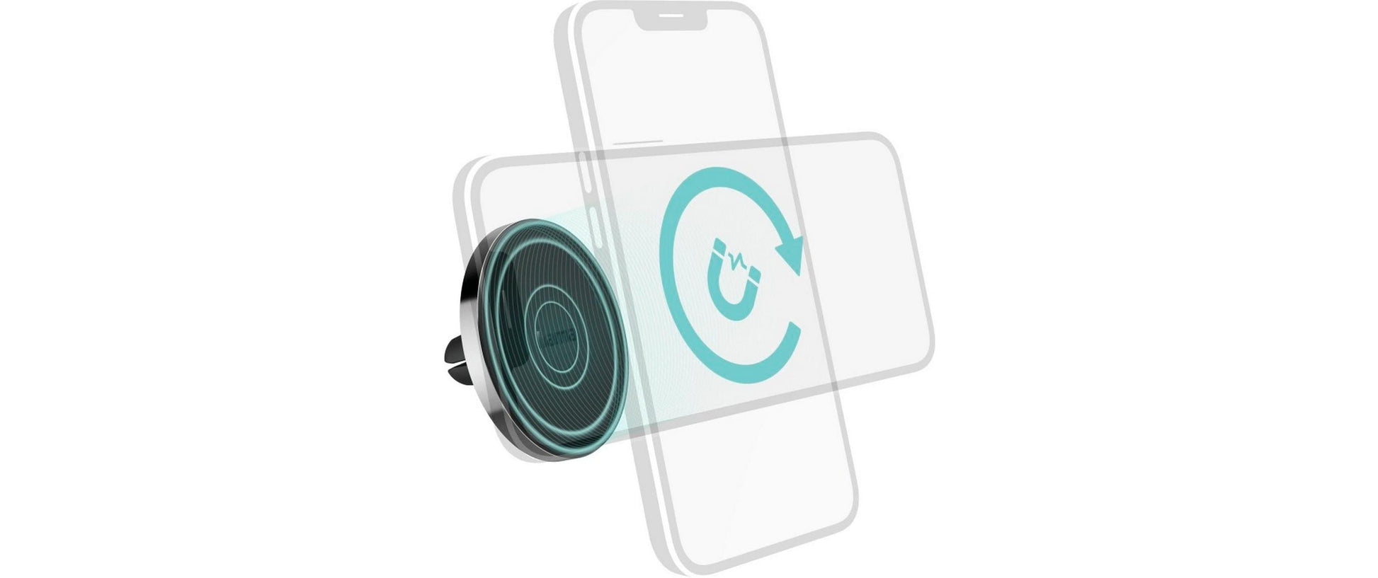 Hama MagLock – Auto-Halterung – Lüftungsschlitz, magnetisch – für iPhone 12–15 – Schwarz/Silber
