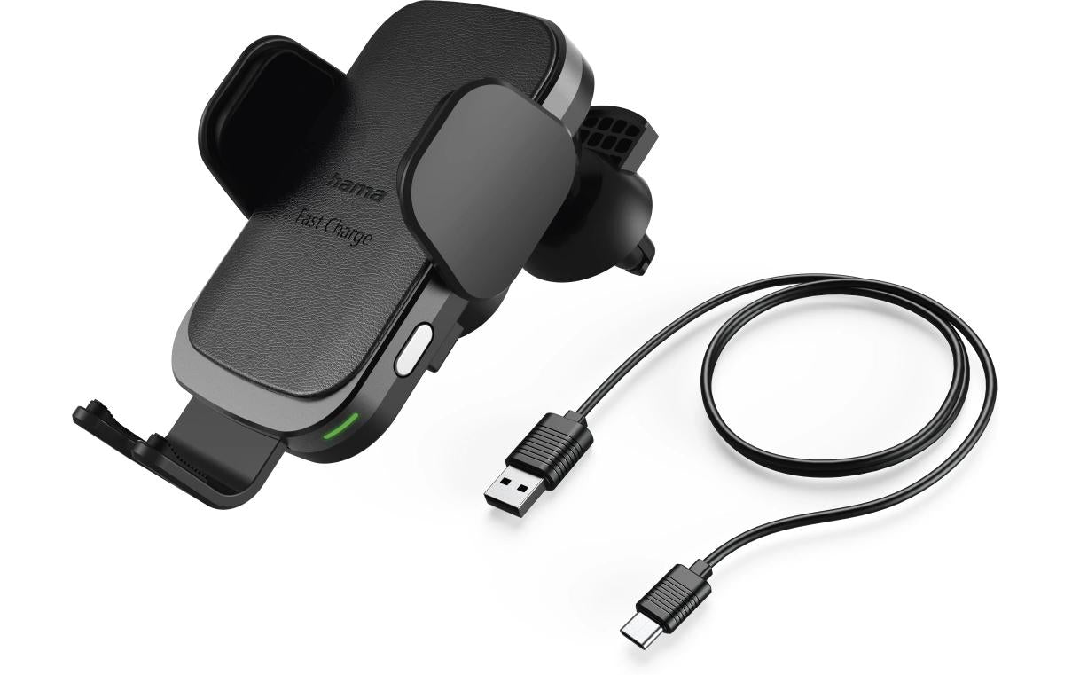 Hama FC10 Motion – Auto-Ladehalterung (kabellos) – Qi 10 W, USB-C – Lüftungsschlitz – Schwarz
