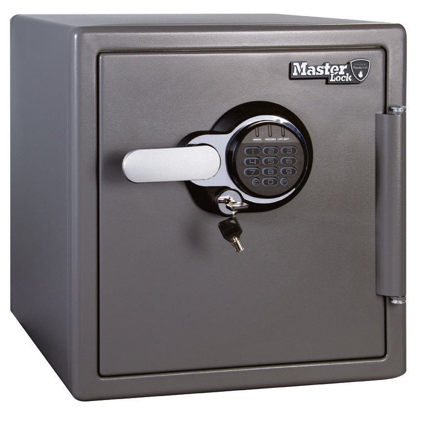 Master Lock Tresor LTW123GTC – Elektronik + Schlüssel – 33,6 l – Feuerschutz 120 min, Wasserschutz 1440 min