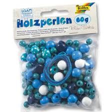 Folia Holzperlen Perlenset – türkis – 60 g – für Kinder