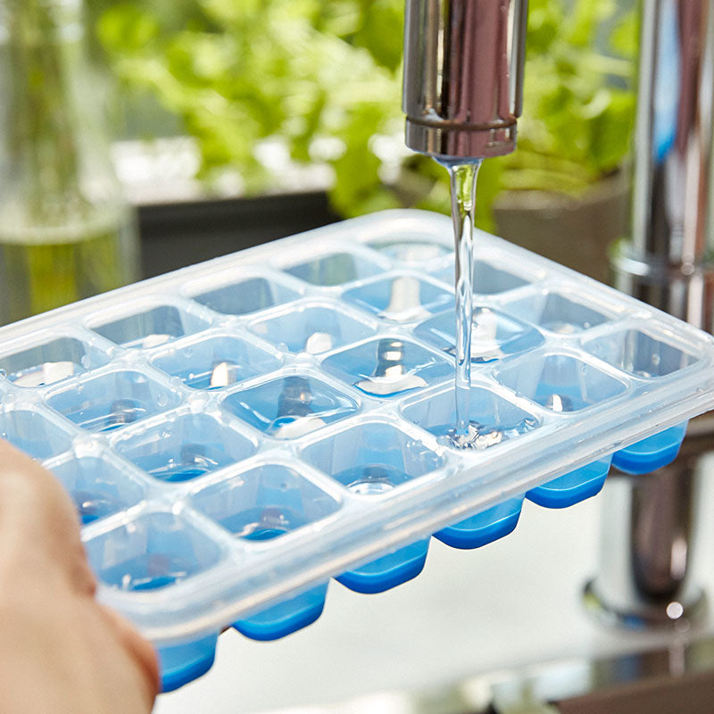 EMSA Eiswürfelbox, 16,5 × 22,6 × 4,9 cm, Polypropylen (PP)/TPE, transparent/blau, leckdicht