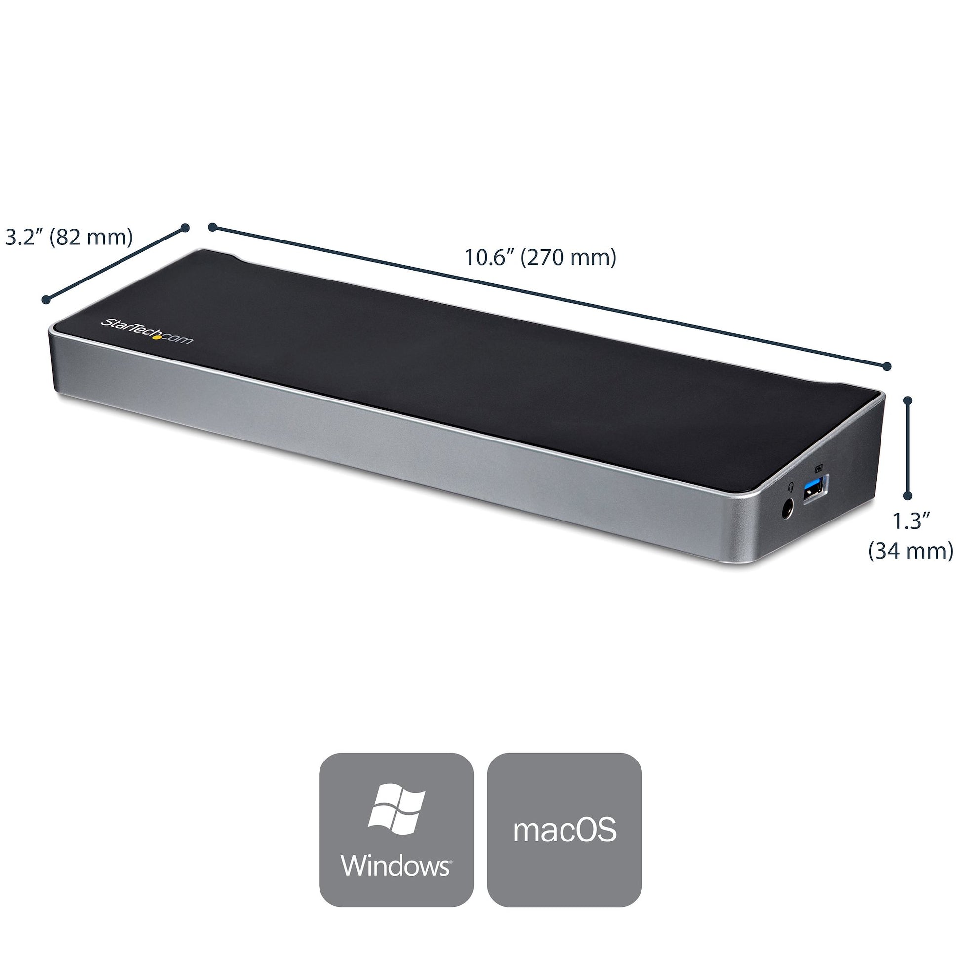 StarTech.com Dockingstation – USB-C, 2× DP, 1× HDMI, 4× USB-A, 60 W PD, GbE, für Windows/Mac/ChromeOS