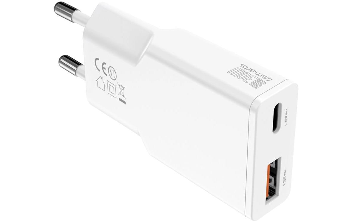 4smarts PDPlug Slim Duos USB-Ladegerät 30 W – USB-C×1, USB-A×1 – PD 3.0, PPS, GaN – EU-Stecker (Typ C) – Weiss