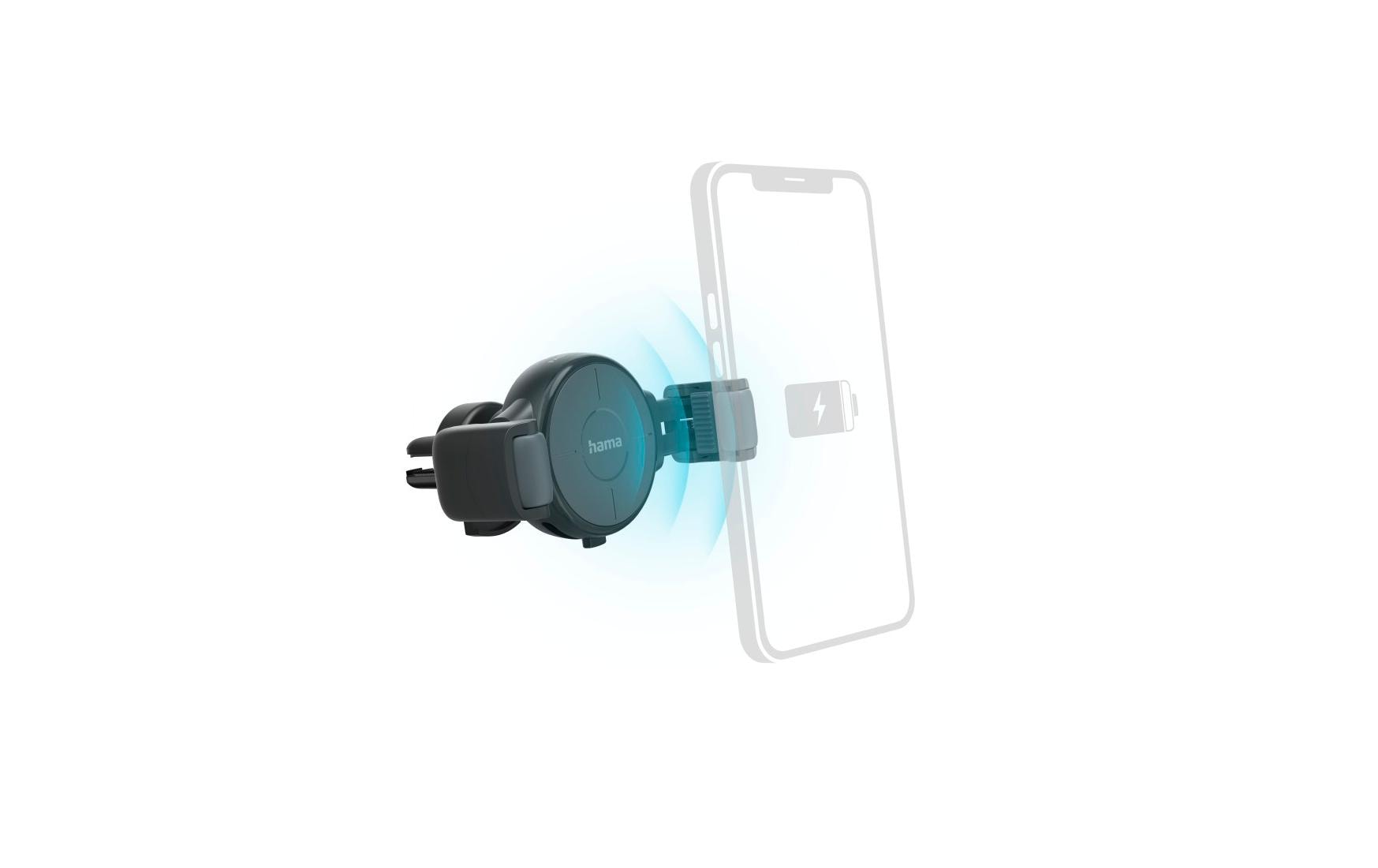 Hama FC10 Flex-Set – Auto-Ladehalterung (kabellos) – Qi 10 W, Lüftungsschlitz, inkl. Kabel – Anthrazit