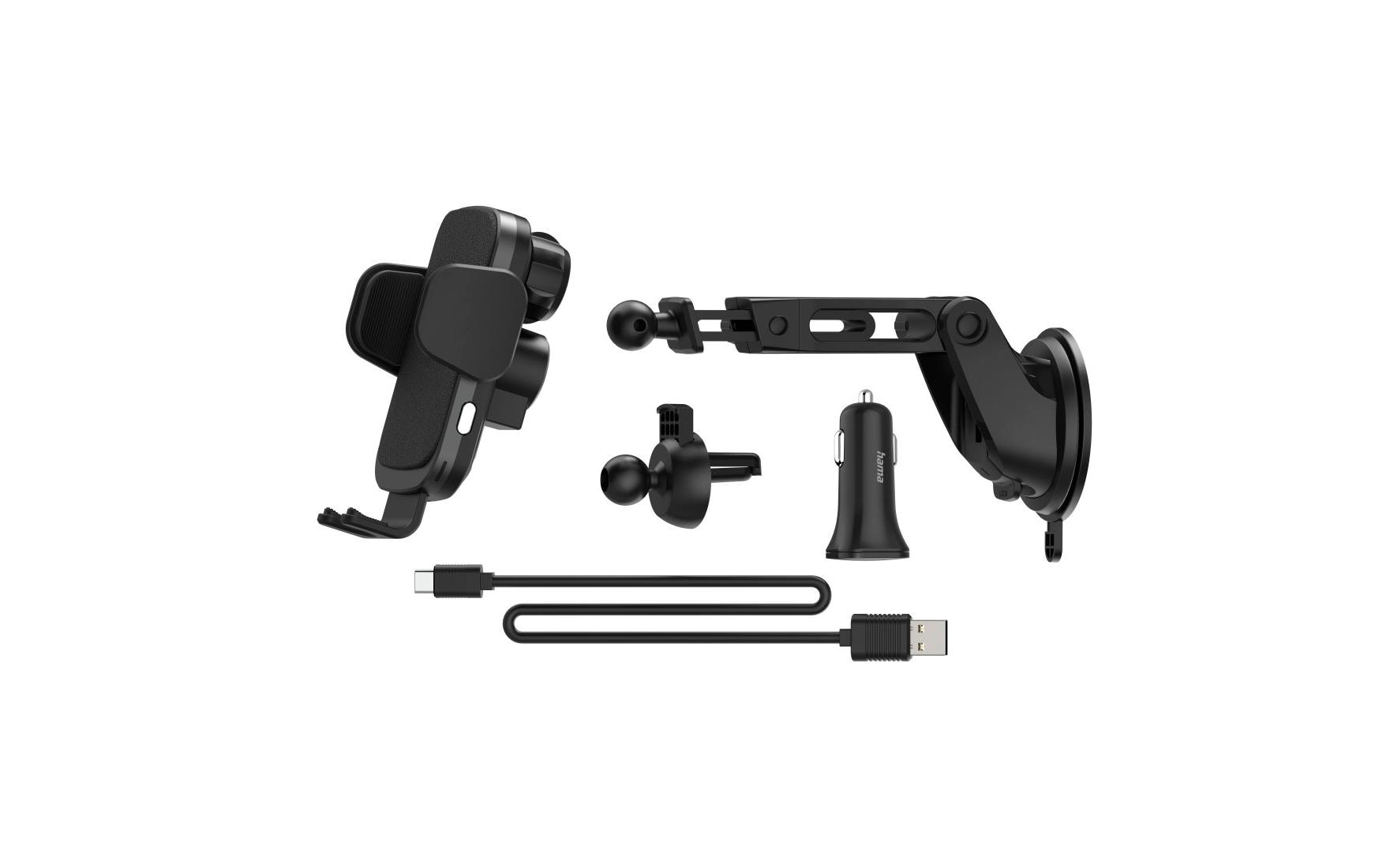 Hama FC10 Motion – Auto-Ladehalterung (kabellos) – Qi 10 W, USB-C – Lüftungsschlitz – Schwarz
