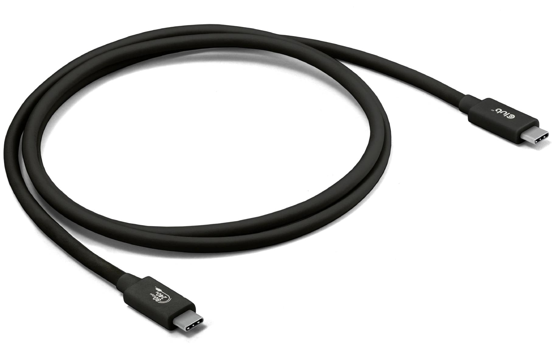 CLUB3D Club 3D – USB-C auf USB-C Kabel – USB4 80 Gbit/s – 1,2 m – PD 240 W – USB-IF zertifiziert – Schwarz