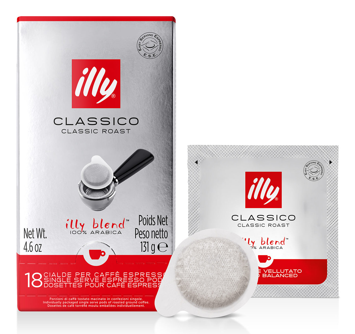 Illy Classico – Kaffeepads für E.S.E. – Espresso, Intensität 5, 18 Pads