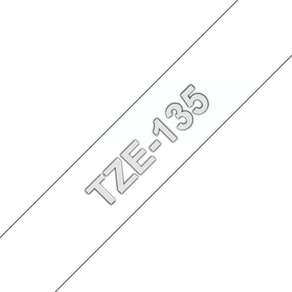 Brother Schriftband – 12 mm × 8 m, transparent, weiss