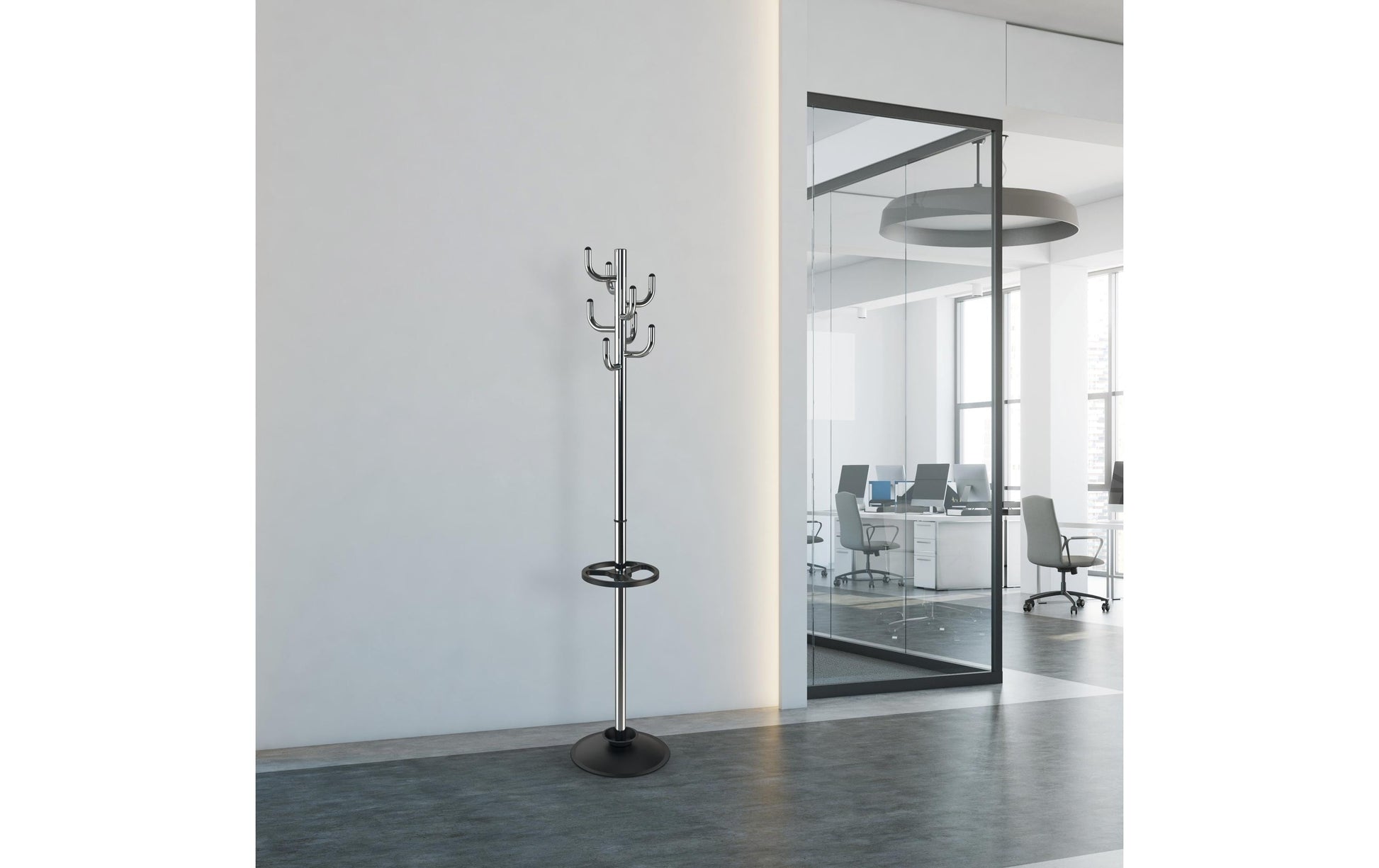 Maul Garderobenständer MAULpolaris – Stahl/Kunststoff, Silber/Schwarz, 177 cm, 8 Haken