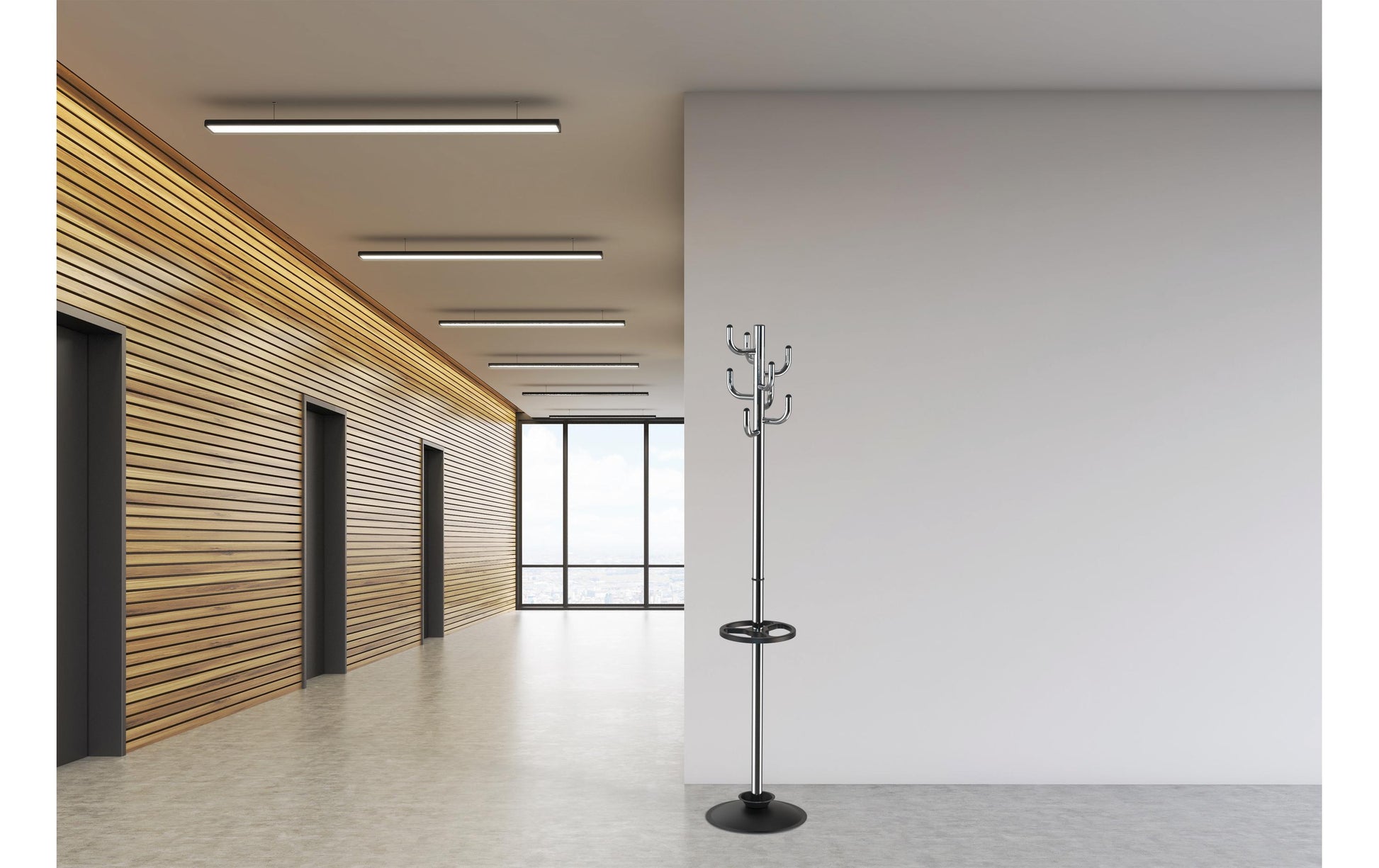 Maul Garderobenständer MAULpolaris – Stahl/Kunststoff, Silber/Schwarz, 177 cm, 8 Haken