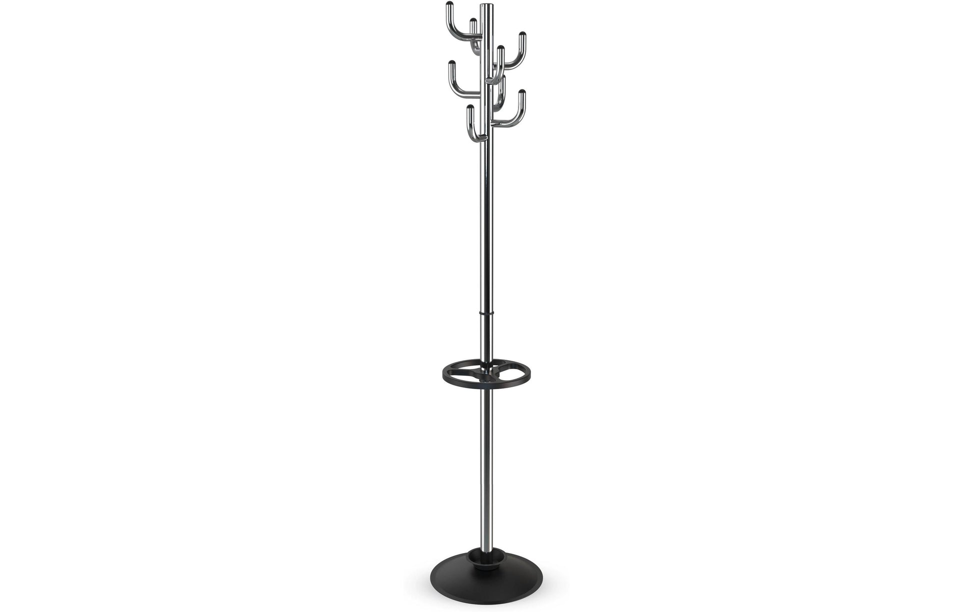 Maul Garderobenständer MAULpolaris – Stahl/Kunststoff, Silber/Schwarz, 177 cm, 8 Haken