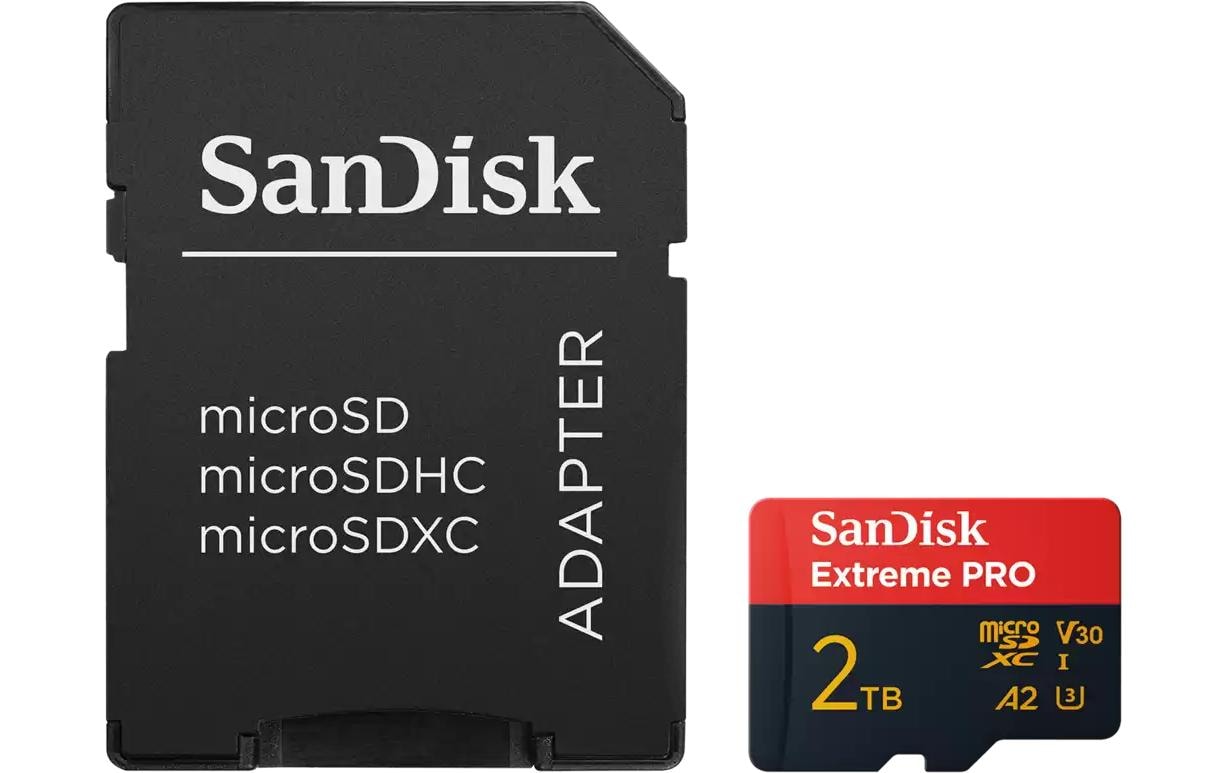 SanDisk Extreme Pro microSDXC – 2 TB, UHS‑I, inkl. Adapter