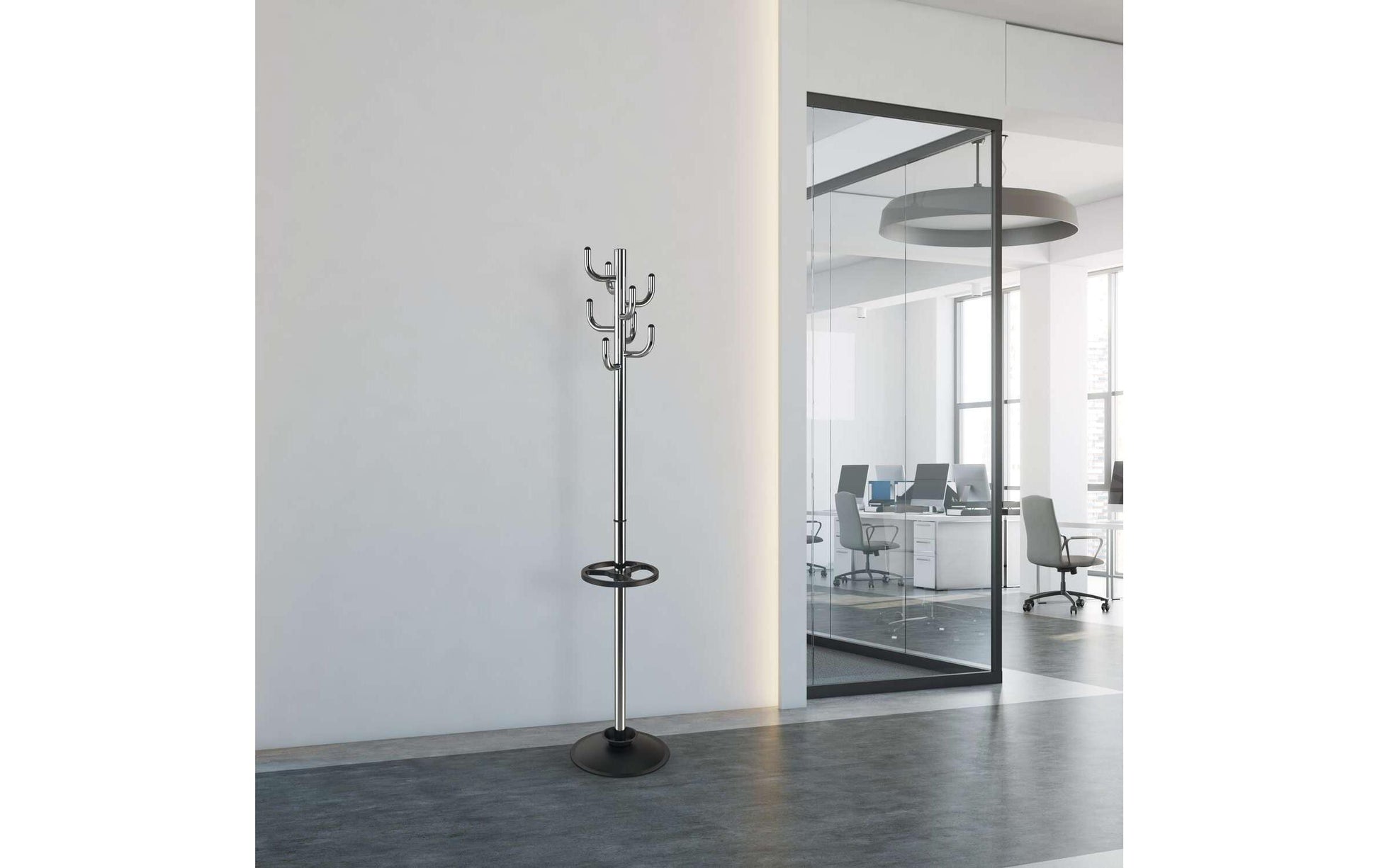 Maul Garderobenständer MAULpolaris – Stahl/Kunststoff, Silber/Schwarz, 177 cm, 8 Haken