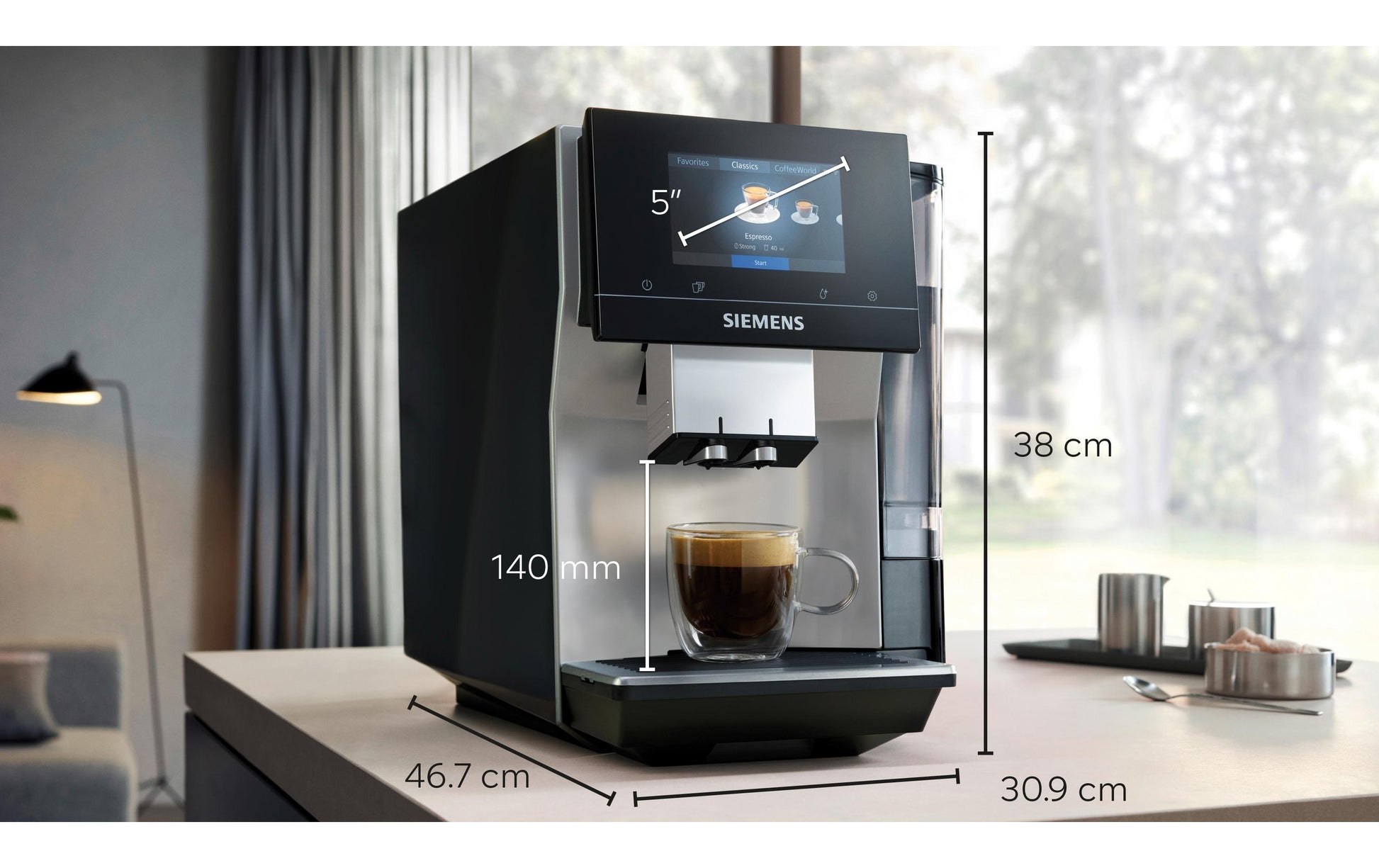 Siemens EQ700 TP715D47 Kaffeevollautomat – 19 bar, 2,4 l, 320 g, Silbergrau