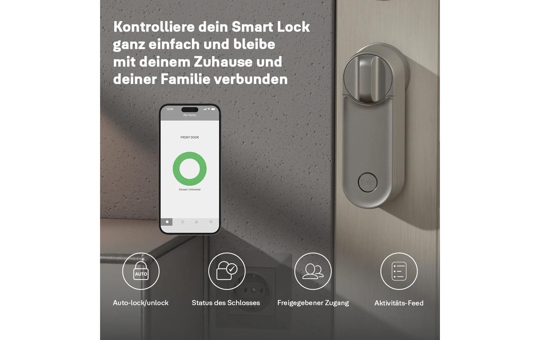 Yale Linus L2 Elektronisches Türschloss – Akku, Türe, Silber