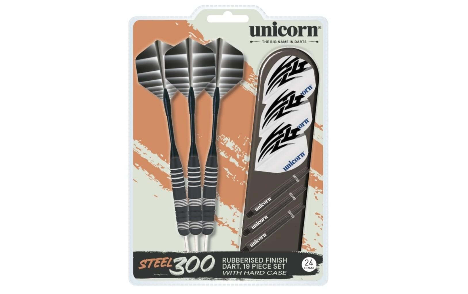 Unicorn S300 Dartpfeile – 24 g – 3 Stück – Stahl, mehrfarbig