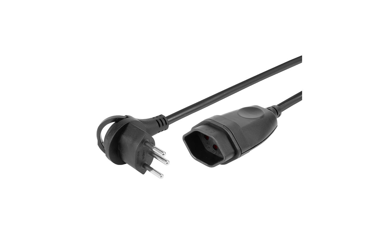 Steffen Verlängerungskabel – T12 (Winkelstecker) – T13, 5 m, 3×1 mm², Schwarz