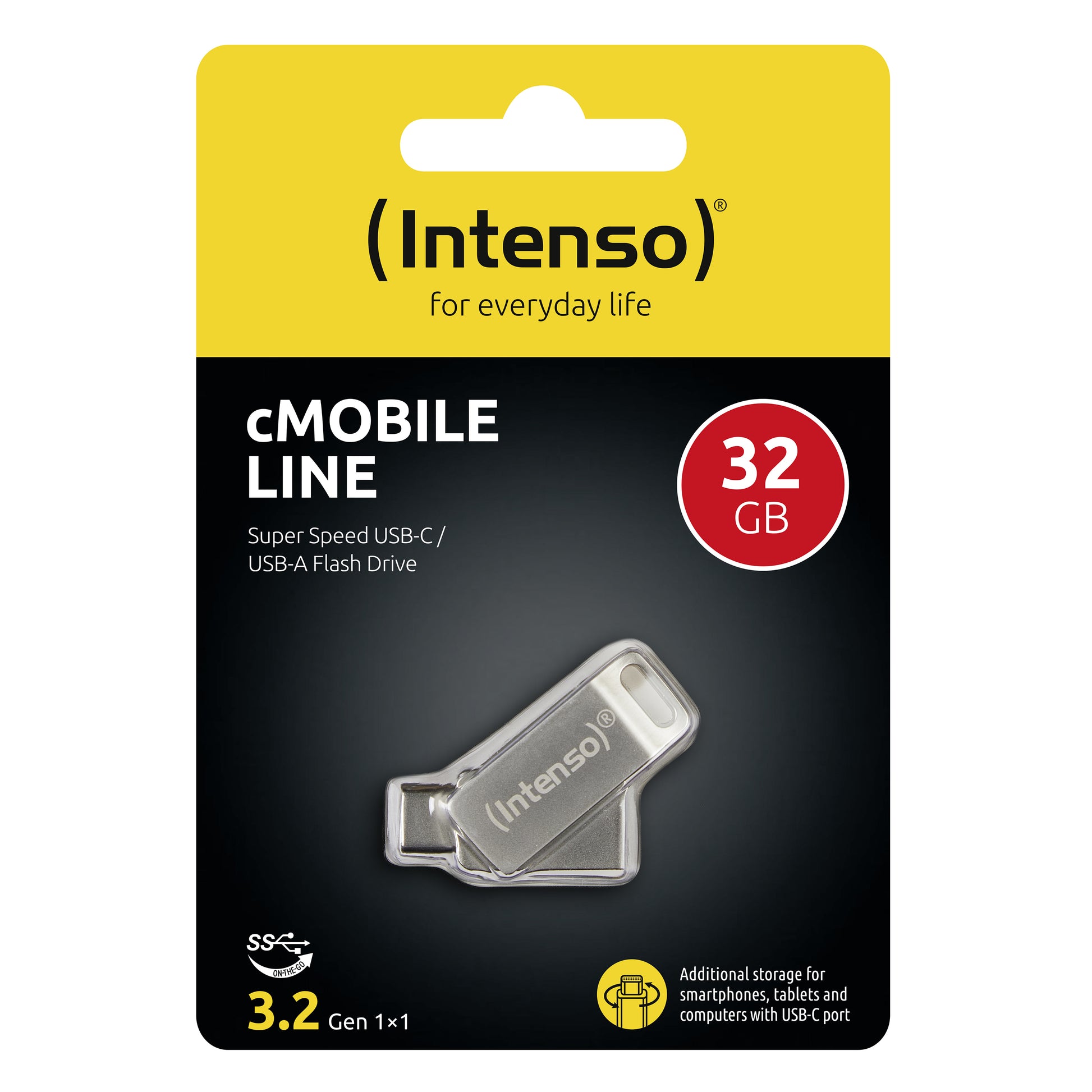 Intenso cMobile Line 32 GB – USB‑A/USB‑C – 70 MB/s – für Windows, MacOS – Silber