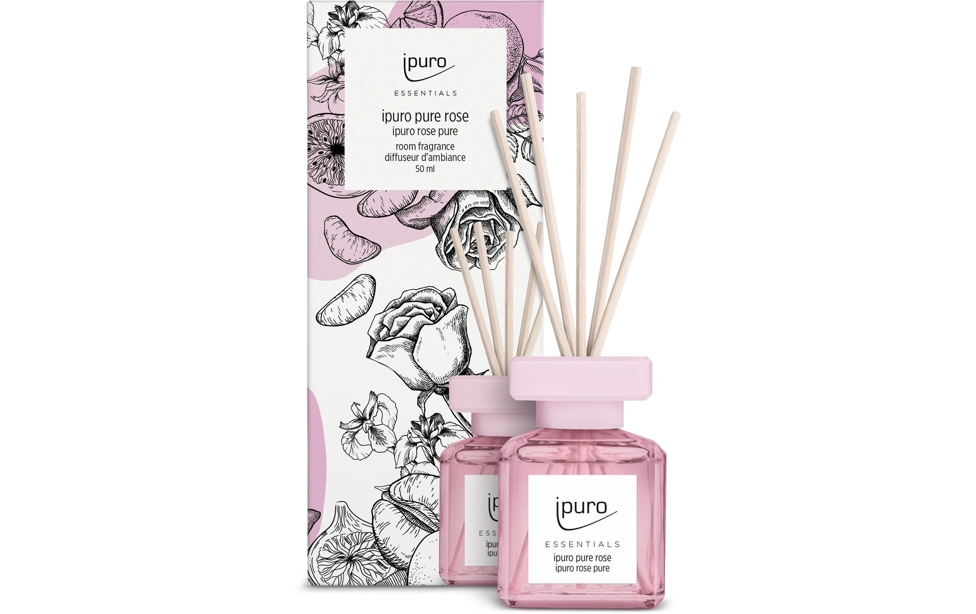 ipuro ESSENTIALS pure rose – Duftstäbchen, 50 ml