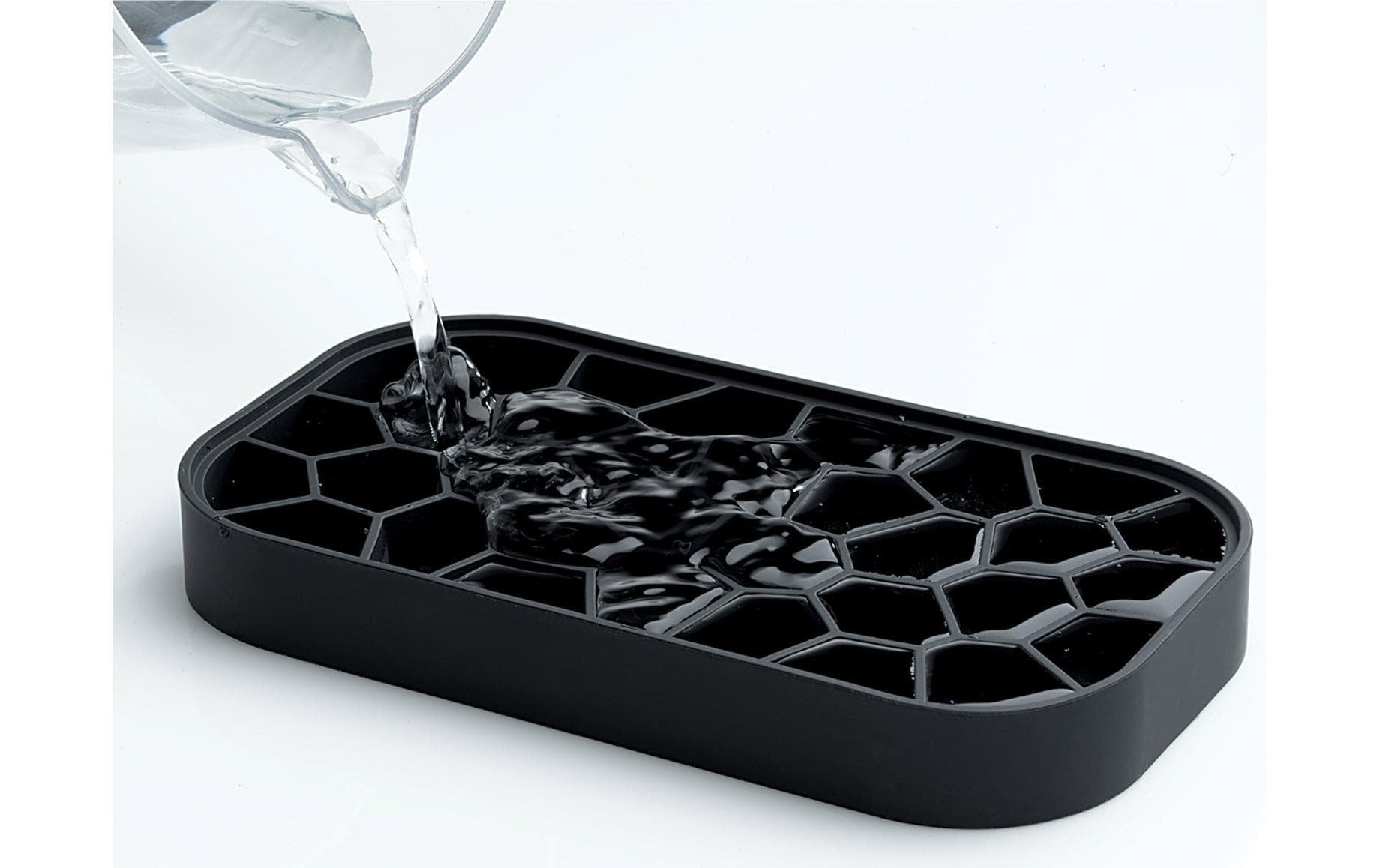 Lékué Eiswürfelbox – 22,5 × 12,5 × 12 cm, Silikon, Schwarz, 132 Stk., mit Deckel, spülmaschinenbeständig