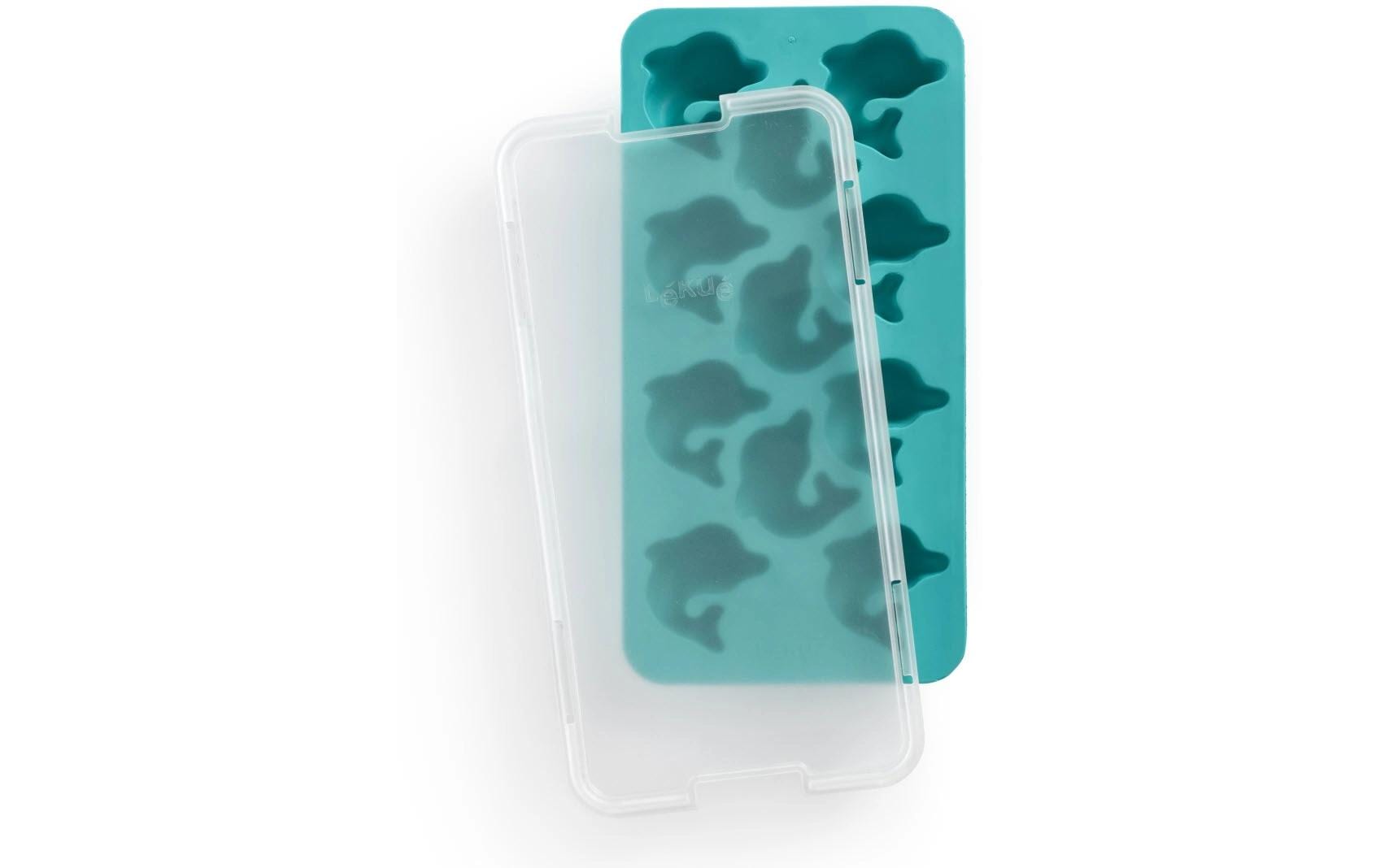 Lékué Eiswürfelform, 11,8 × 23 × 3,2 cm, Kunststoff (SBS), mit Deckel, türkis