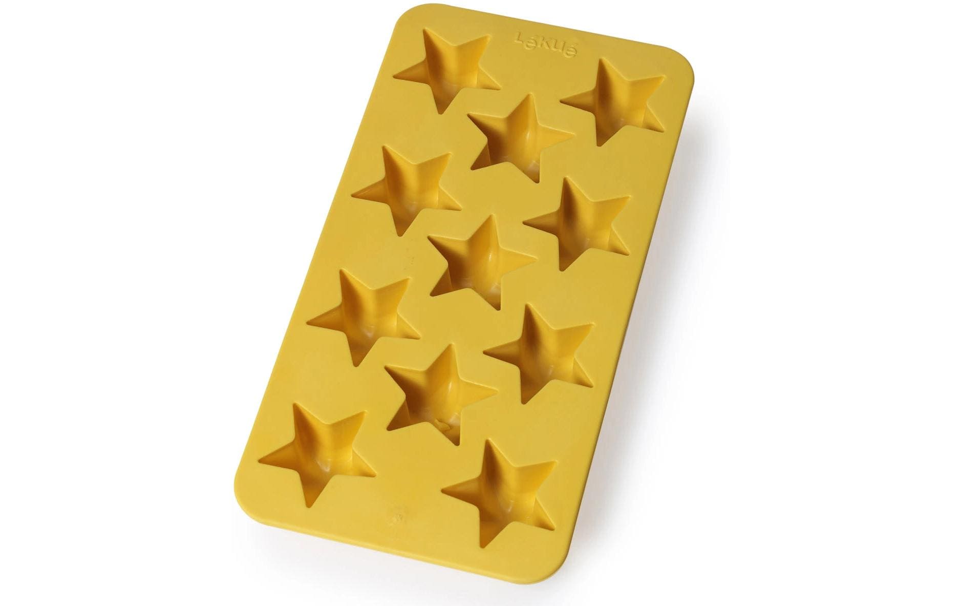 Lékué Eiswürfelform Stern, 11 Eiswürfel, 11,8 × 23 × 3 cm, Kunststoff (SBS), Gelb