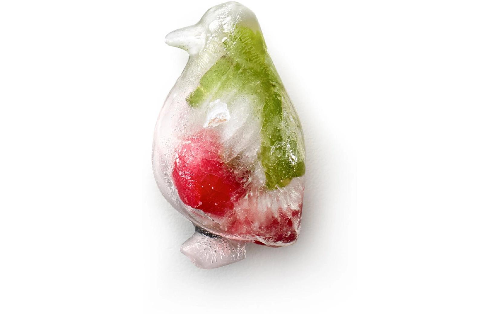 Lékué Eiswürfelform Pinguin – 23 × 11,8 × 3,2 cm, Kunststoff (SBS), Türkis, 12 Stk., mit Deckel