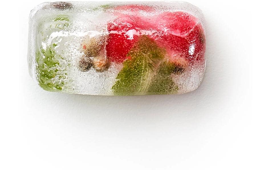 Lékué Eiswürfelform – 23 × 12 × 3,2 cm, Kunststoff (SBS), Rot, mit Deckel