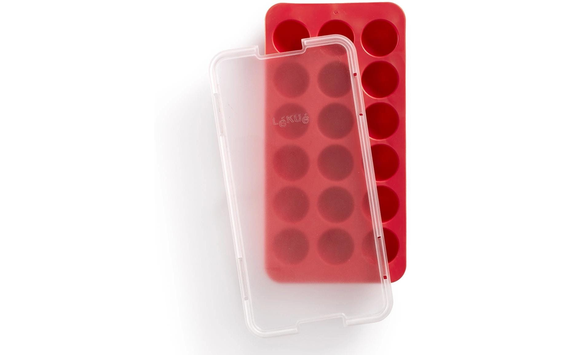 Lékué Eiswürfelform Kugeln – 23 × 12 × 3,2 cm, Kunststoff (SBS), Rot, 18 Eiswürfel