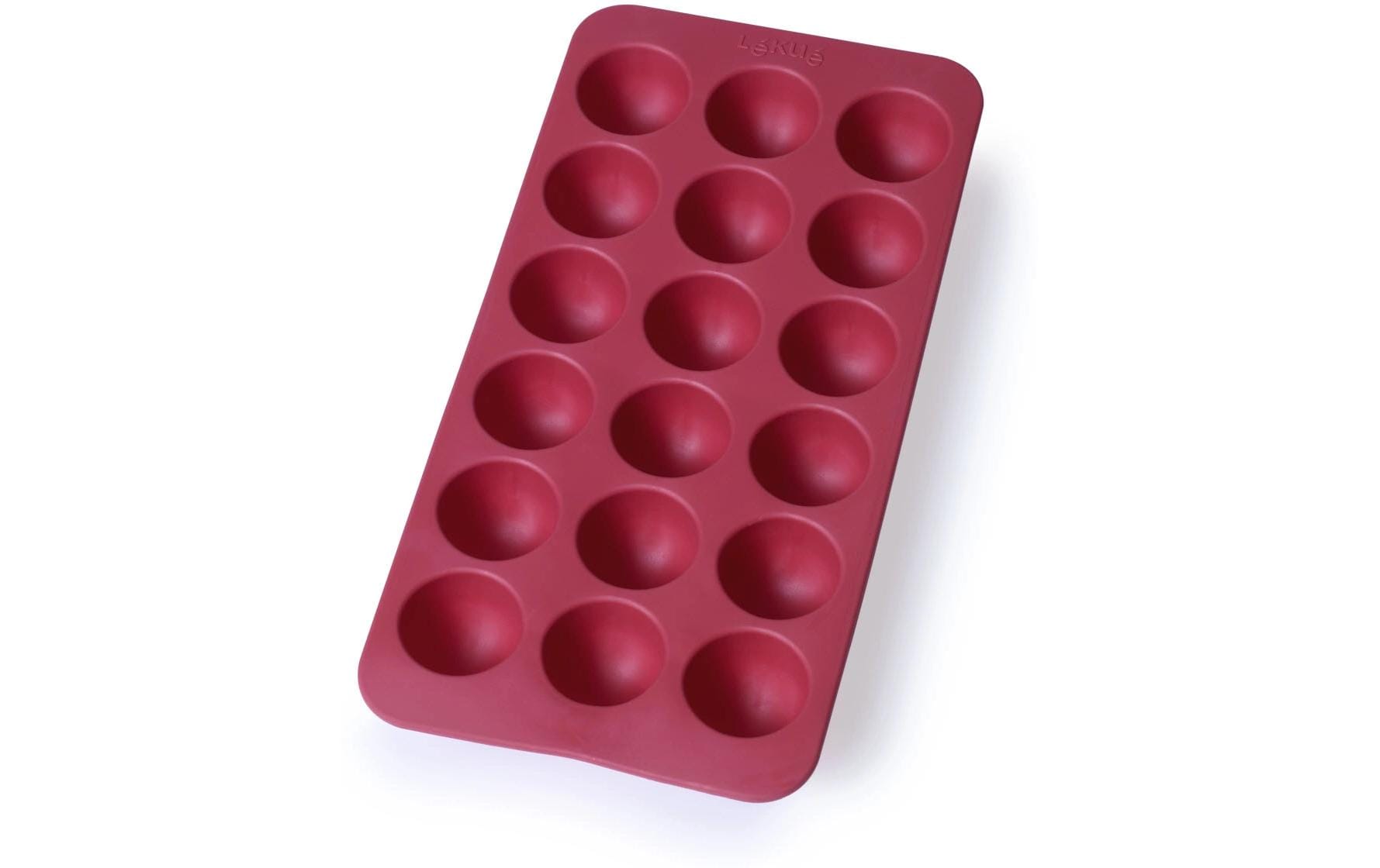Lékué Eiswürfelform Kugeln – 23 × 12 × 3,2 cm, Kunststoff (SBS), Rot, 18 Eiswürfel