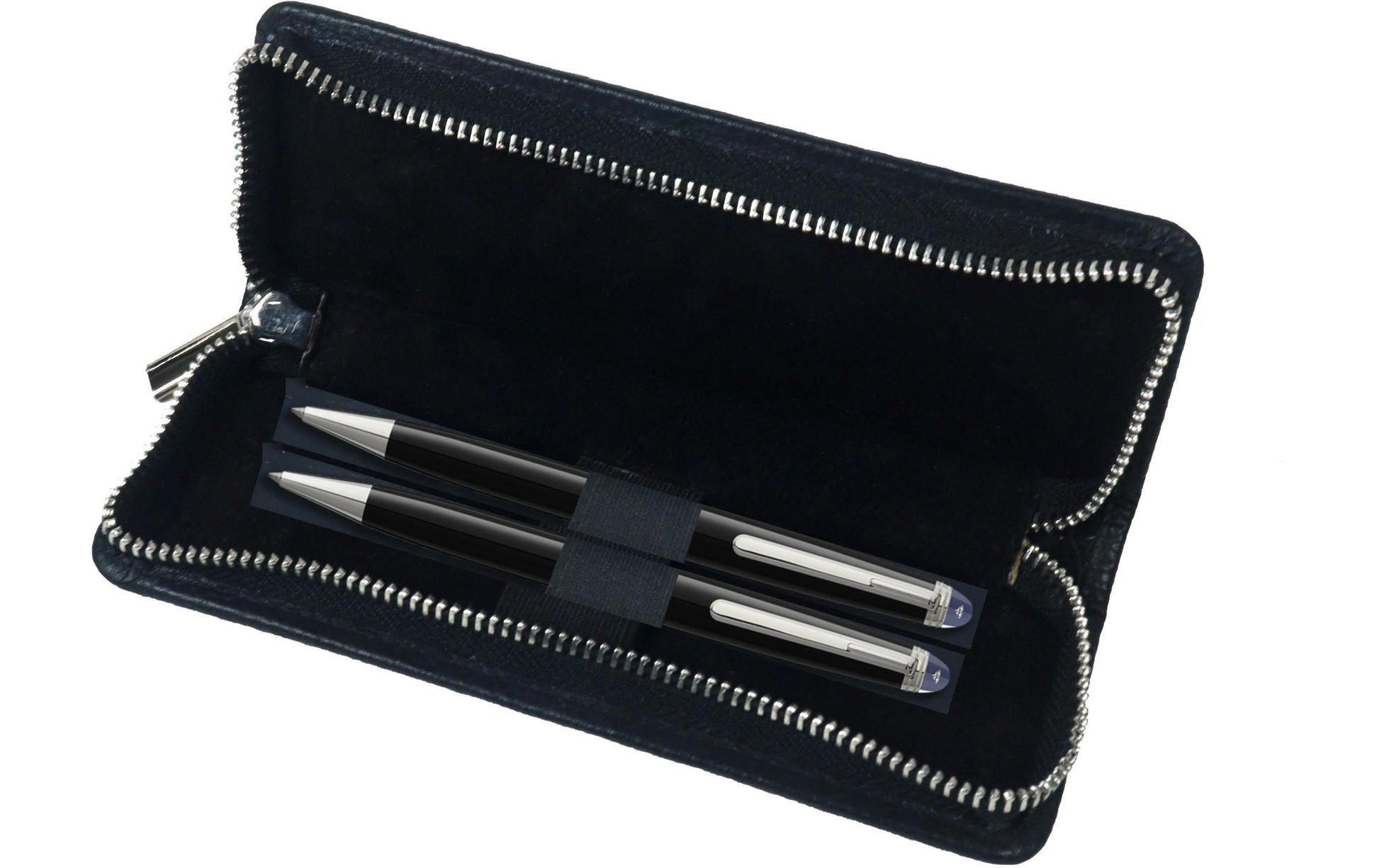 Alpenleder ZWOA Etui, leer – schwarz – Büffelleder – 6,0 × 21,5 × 6,0 cm