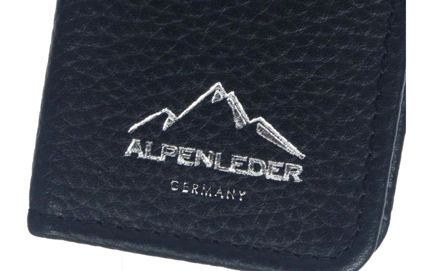 Alpenleder ZWOA Etui, leer – schwarz – Büffelleder – 6,0 × 21,5 × 6,0 cm
