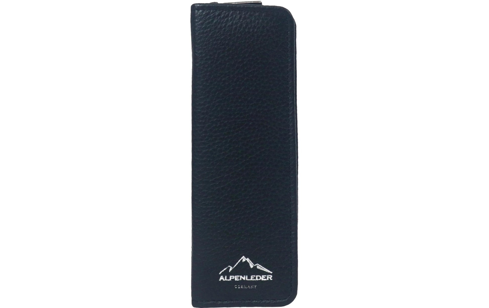 Alpenleder ZWOA Etui, leer – schwarz – Büffelleder – 6,0 × 21,5 × 6,0 cm