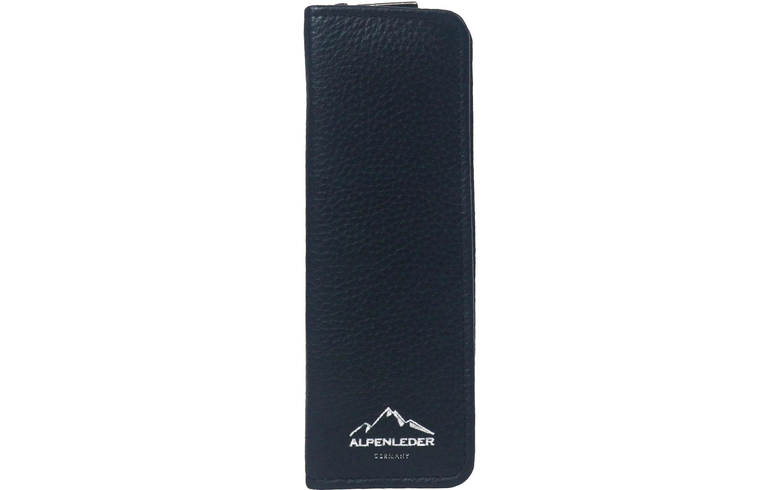 Alpenleder ZWOA Etui, leer – schwarz – Büffelleder – 6,0 × 21,5 × 6,0 cm
