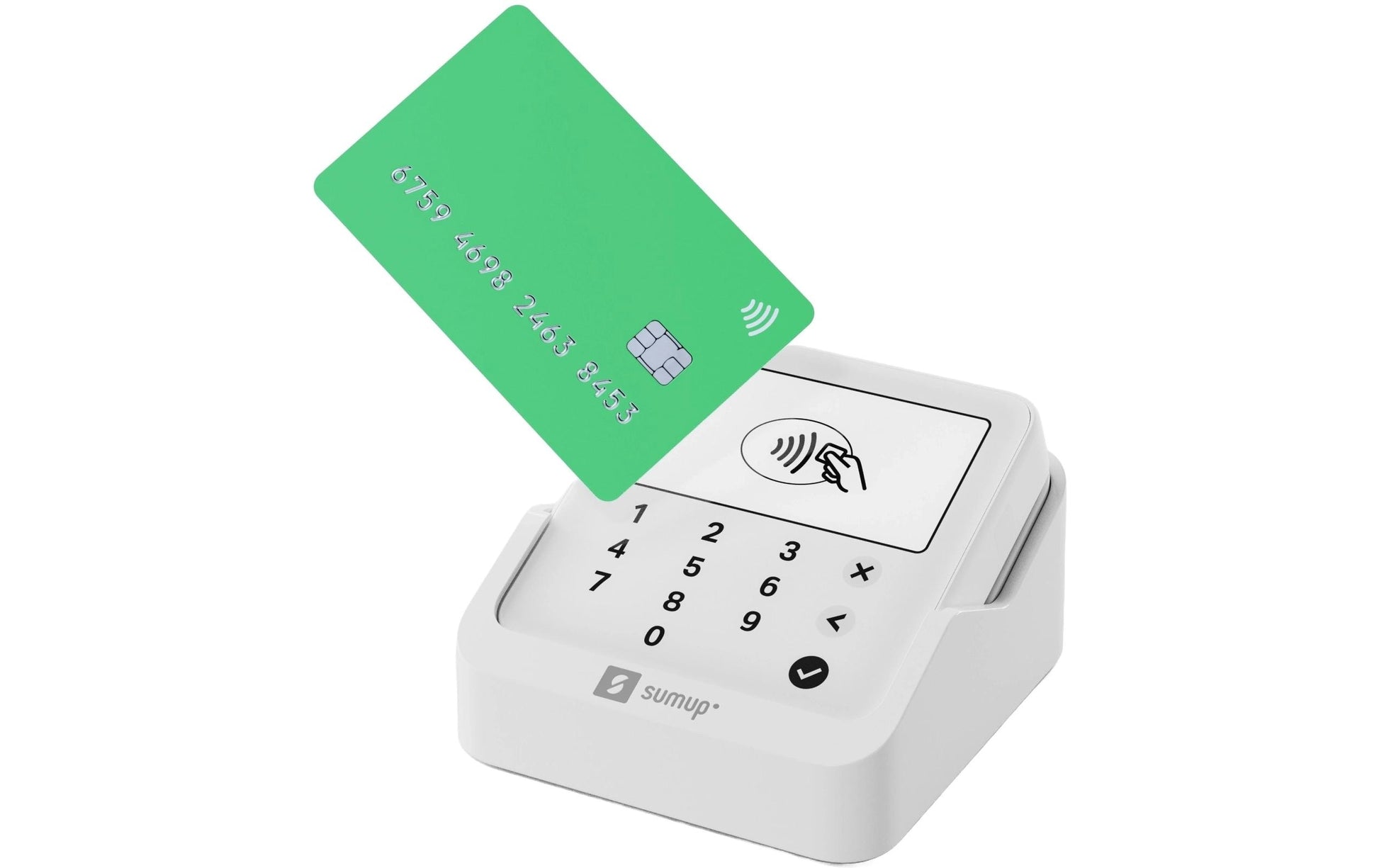 SumUp Solo Lite – Mobiles POS-Terminal – NFC, Bluetooth 4.2, mit Ladestation – Weiss