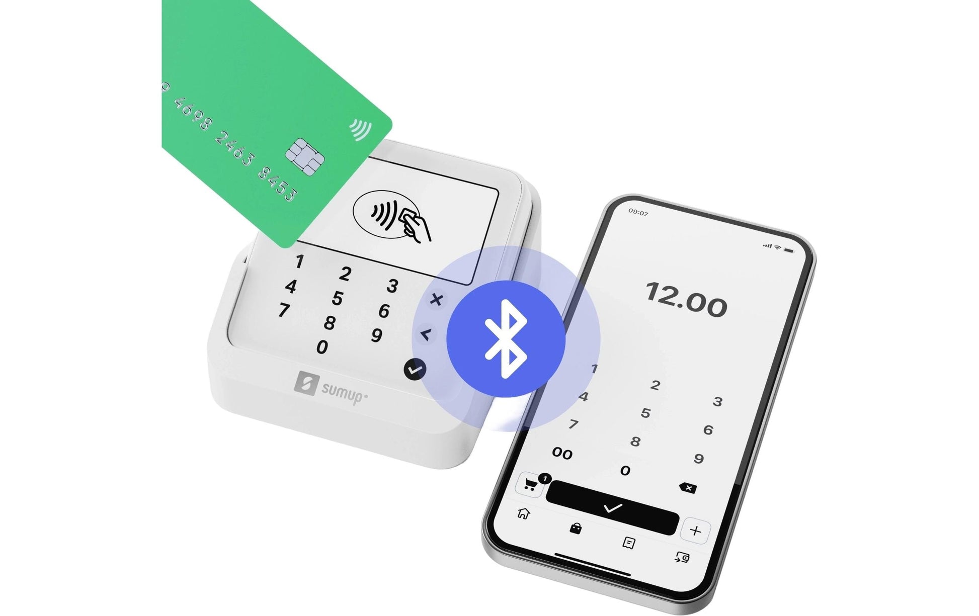 SumUp Solo Lite – Mobiles POS-Terminal – NFC, Bluetooth 4.2, mit Ladestation – Weiss