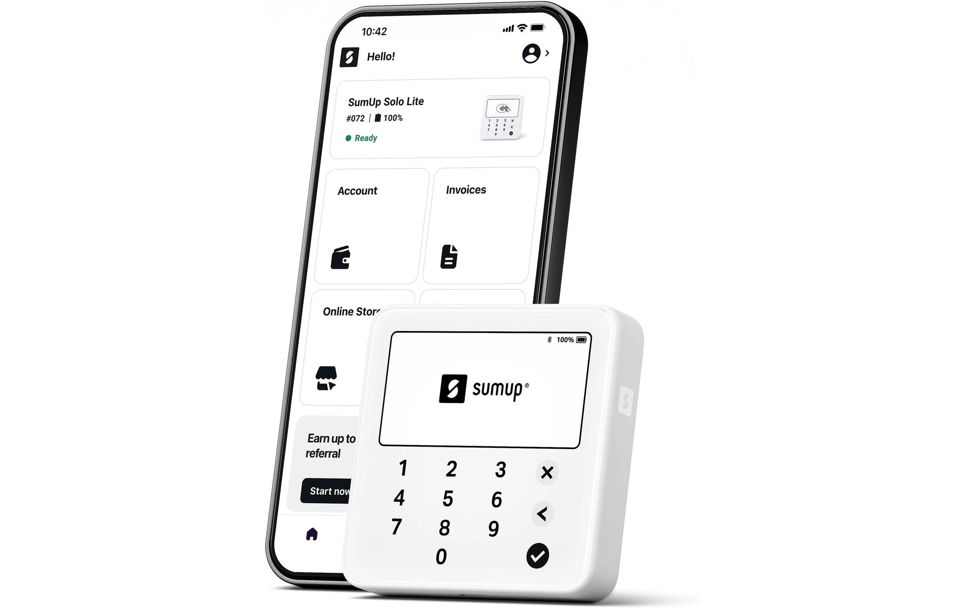 SumUp Solo Lite – Mobiles POS-Terminal – Bluetooth – Weiss