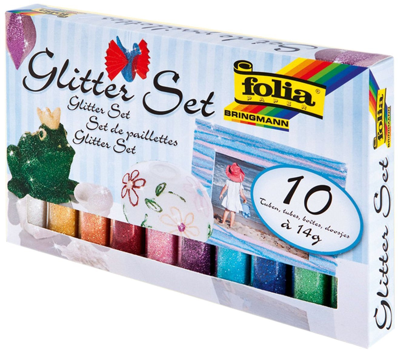 Folia Bastelset Glitter- und Pailletten Rainbow – 10×14 g