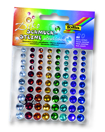 Folia Schmucksteine – 80 Stück – selbstklebend – sortiert
