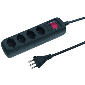 Steffen POWER EASY Steckdosenleiste, 4×T13, mit Schalter, 1,5 m, Eingang T12, Kindersicherung – schwarz