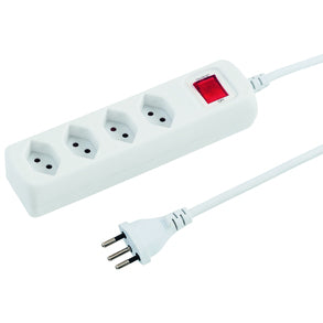 Steffen POWER EASY Steckdosenleiste, 4×T13, mit Schalter, 1,5 m, Kindersicherung – Weiss