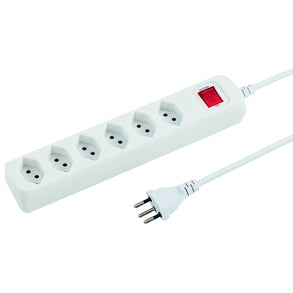 Steffen POWER EASY Steckdosenleiste, 6×T13, mit Schalter, 1,5 m, Kindersicherung, Eingang T12 – Weiss