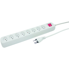 Steffen POWER EASY Steckdosenleiste, 8×T13, mit Schalter, 1,5 m, Eingang T12, Kindersicherung – Weiss