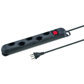 Steffen STEBA STRONG Steckdosenleiste, 5×T13, mit Schalter, 5 m, Magnet, Eingang T12 – Schwarz
