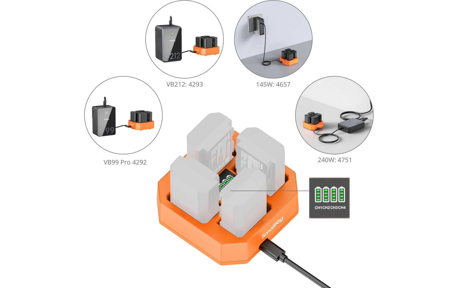 SmallRig Ladegerät NP-FZ100 – 90 × 27 mm, 1 A, orange – für Flächenleuchte, Bildgeber, Monitor u. a.