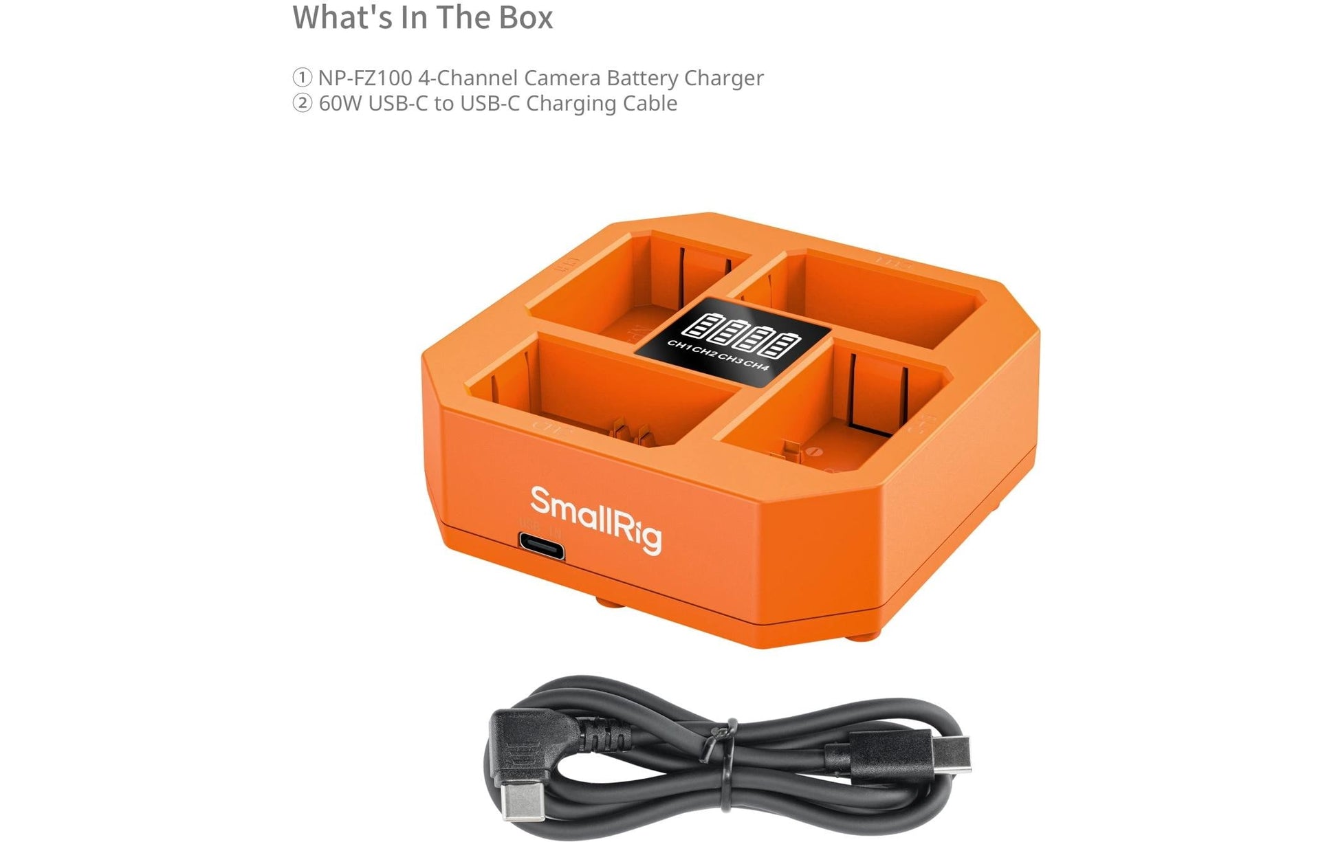 SmallRig Ladegerät NP-FZ100 – 90 × 27 mm, 1 A, orange – für Flächenleuchte, Bildgeber, Monitor u. a.