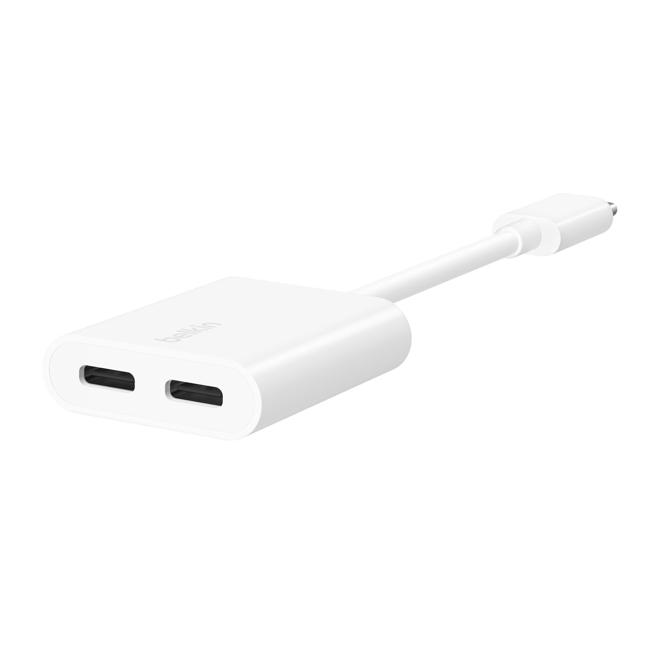 Belkin USB-C Audio- & Ladeadapter – 2× USB-C, 60 W USB-C PD – für iPad, Pixel, Galaxy – Weiss