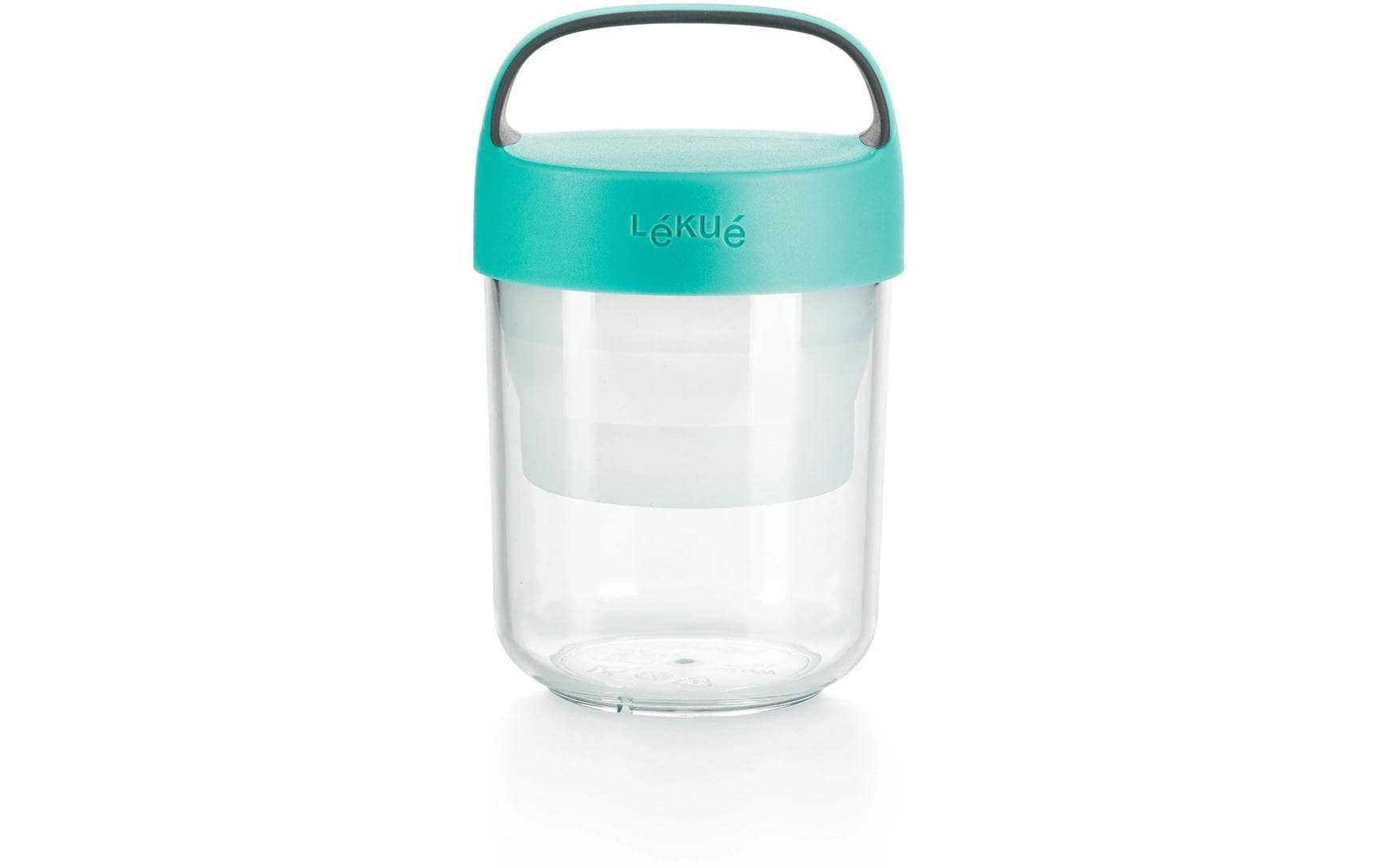 Lékué Lunchbecher 884948 – 400 ml, Ø 9,2 cm, Kunststoff (Tritan), Türkis, mikrowellengeeignet